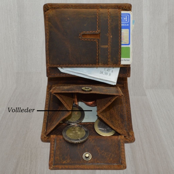 Kleine Sportlich handliche Geldbörse Herren Portemonnaie Design Wild Tribes Only Braun